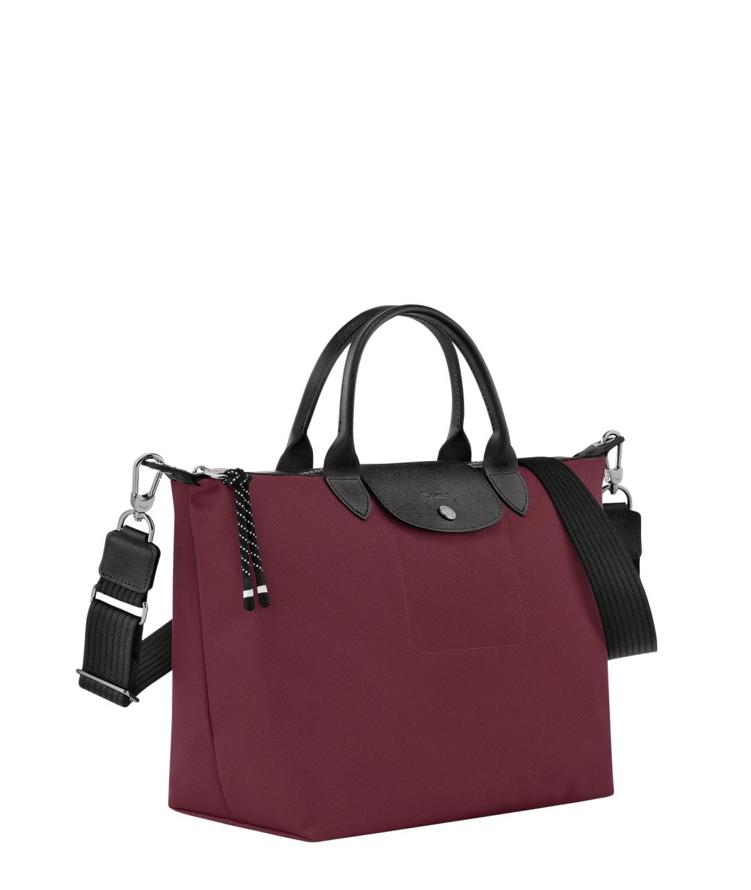 LONGCHAMP Бордовая тканевая сумка тоут, фото 3