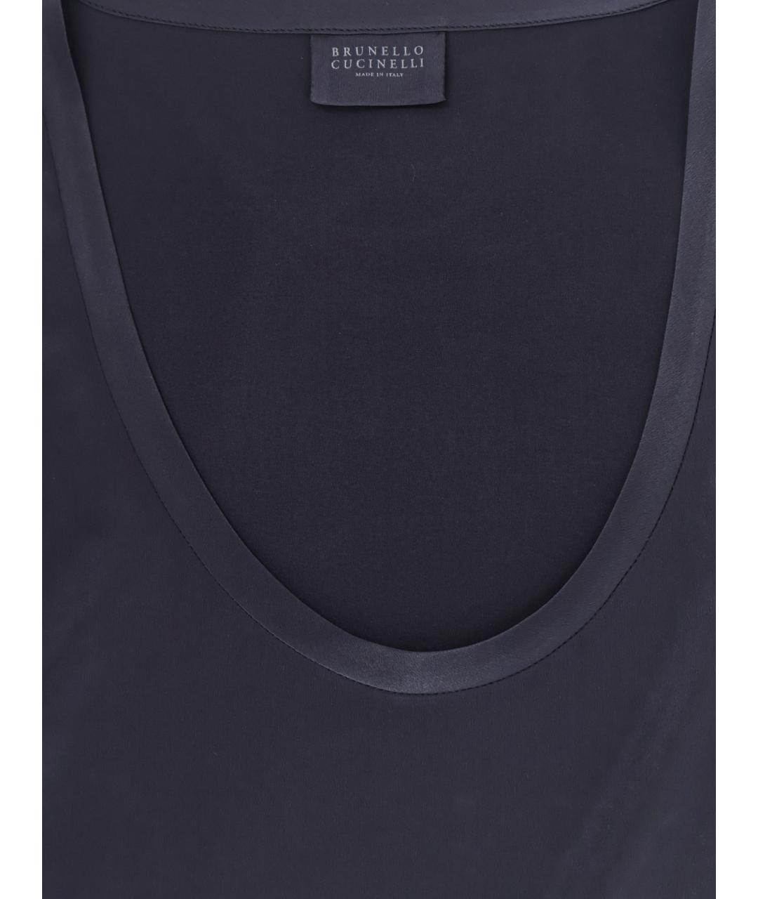 BRUNELLO CUCINELLI Синяя шелковая майка, фото 3