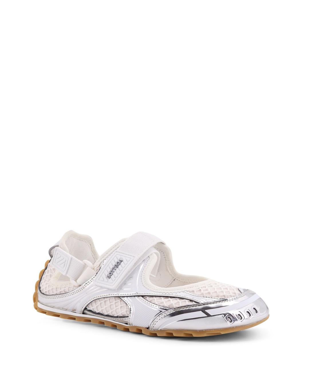 BOTTEGA VENETA Серебряные текстильные балетки, фото 2