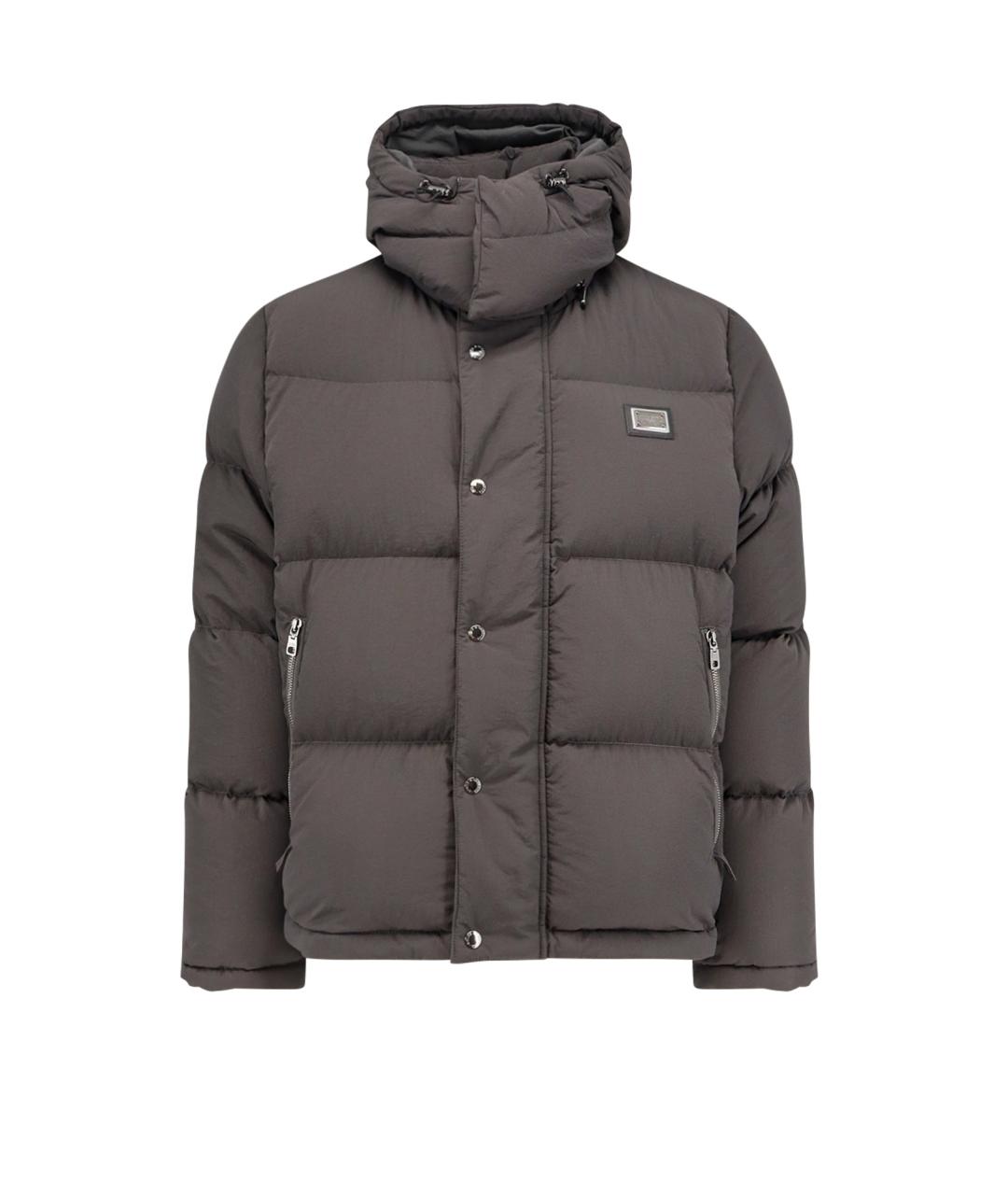 DOLCE&GABBANA Серый полиамидовый пуховик, фото 1