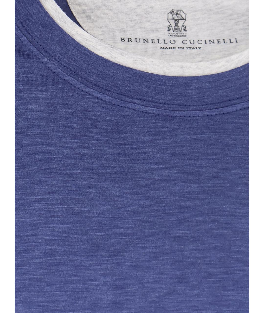 BRUNELLO CUCINELLI Синяя хлопковая футболка, фото 3