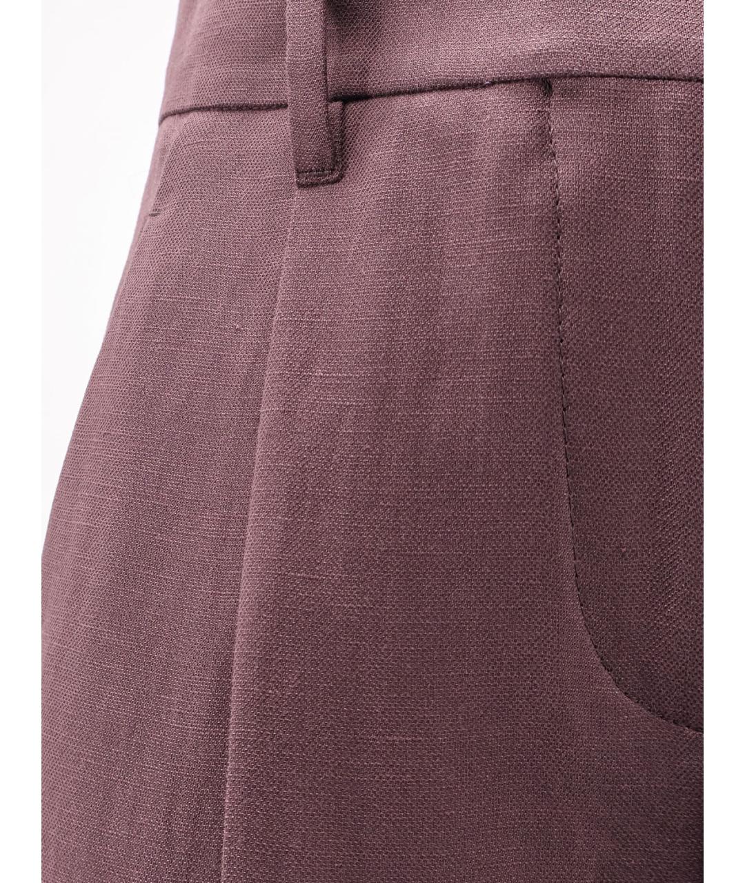 BRUNELLO CUCINELLI Коричневые вискозные прямые брюки, фото 3