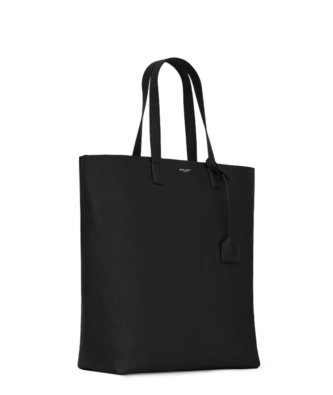 SAINT LAURENT Черная кожаная сумка тоут, фото 3