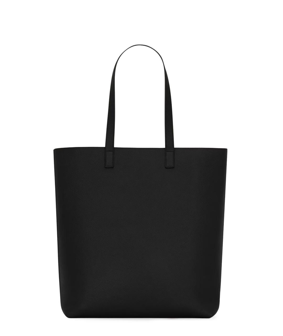 SAINT LAURENT Черная кожаная сумка тоут, фото 2