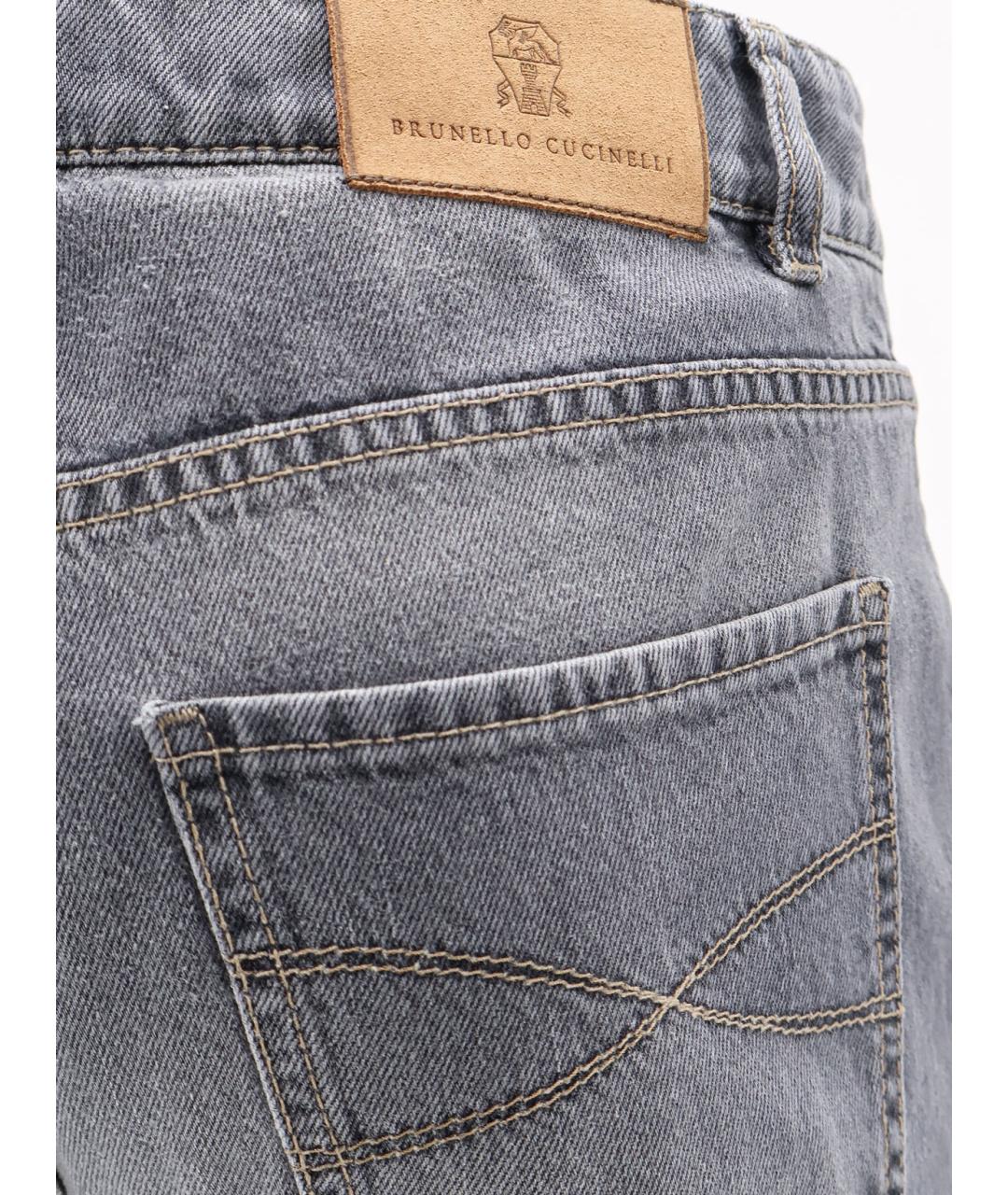 BRUNELLO CUCINELLI Серые хлопковые прямые джинсы, фото 3