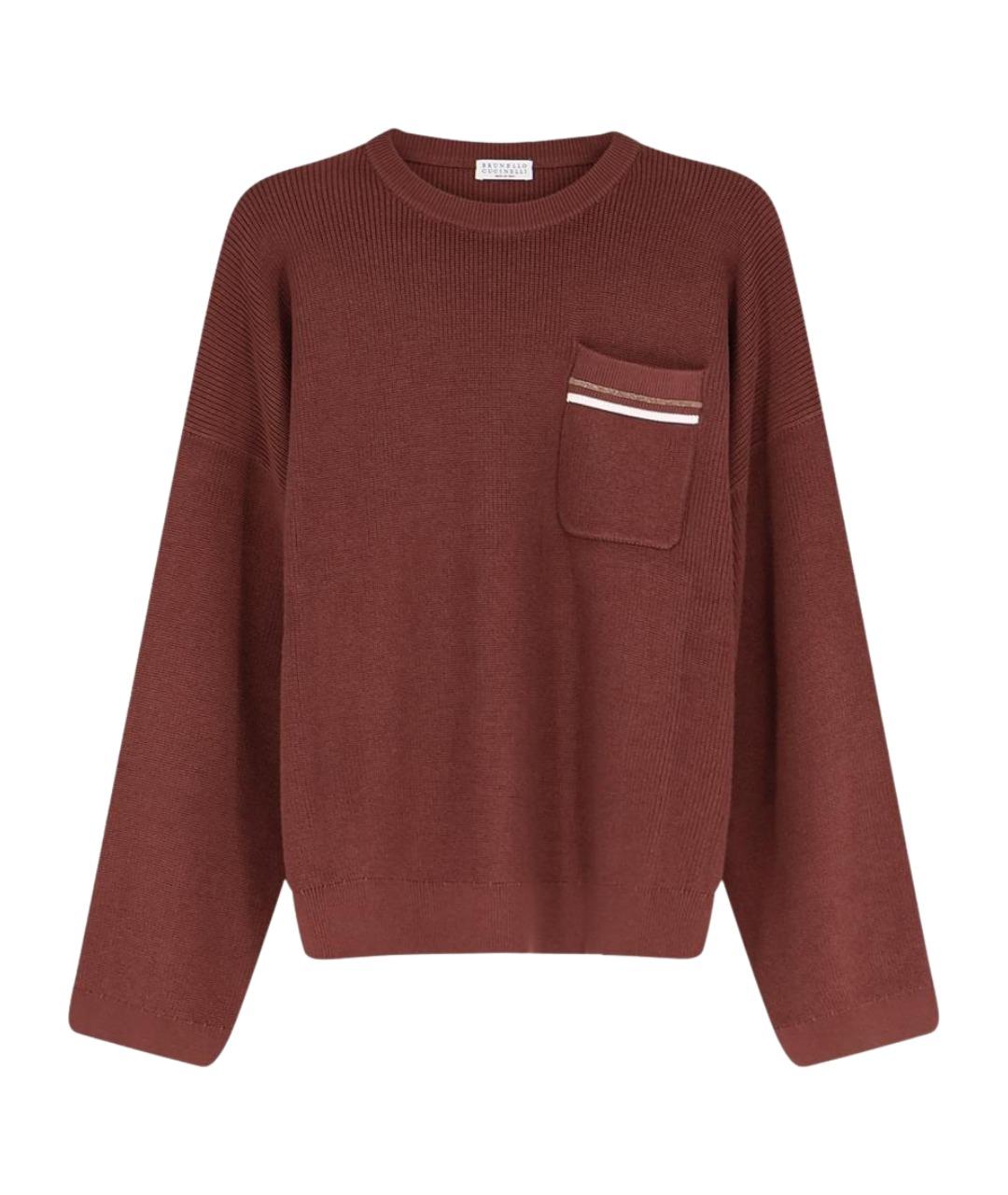 BRUNELLO CUCINELLI Бордовый хлопковый джемпер / свитер, фото 1