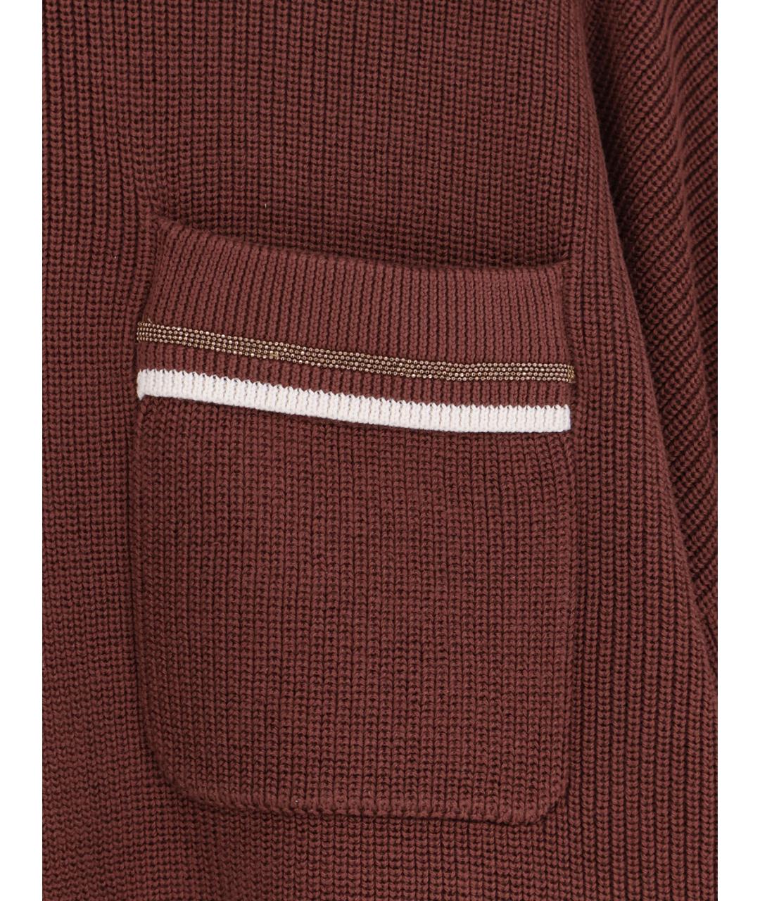 BRUNELLO CUCINELLI Бордовый хлопковый джемпер / свитер, фото 3