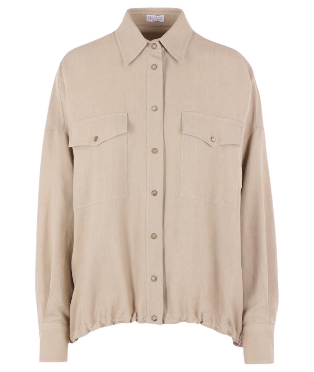 BRUNELLO CUCINELLI Бежевая вискозная рубашка, фото 1