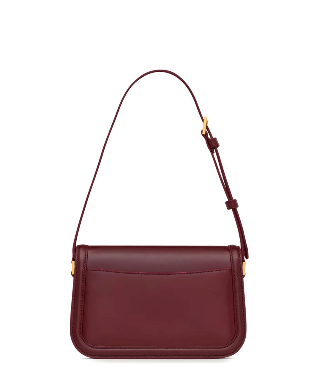 SAINT LAURENT Бордовая кожаная сумка через плечо, фото 2