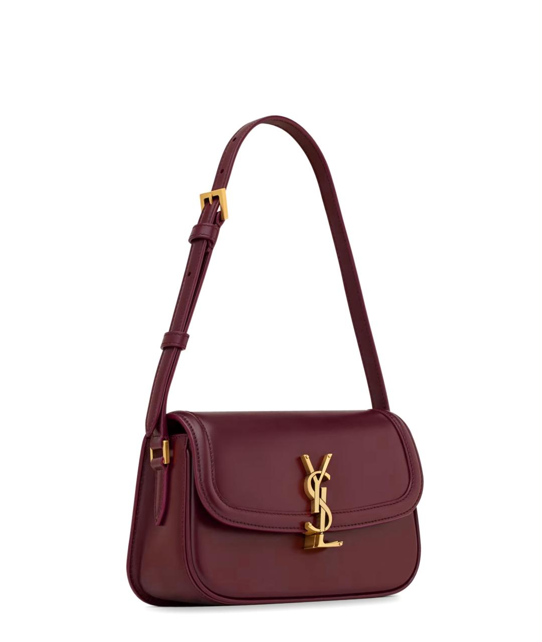 SAINT LAURENT Бордовая кожаная сумка через плечо, фото 3