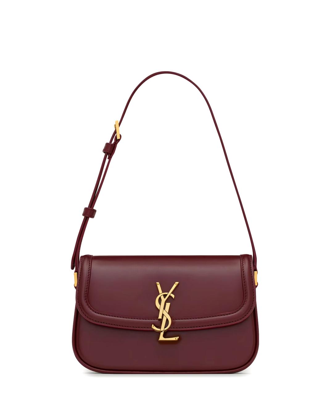 SAINT LAURENT Бордовая кожаная сумка через плечо, фото 1
