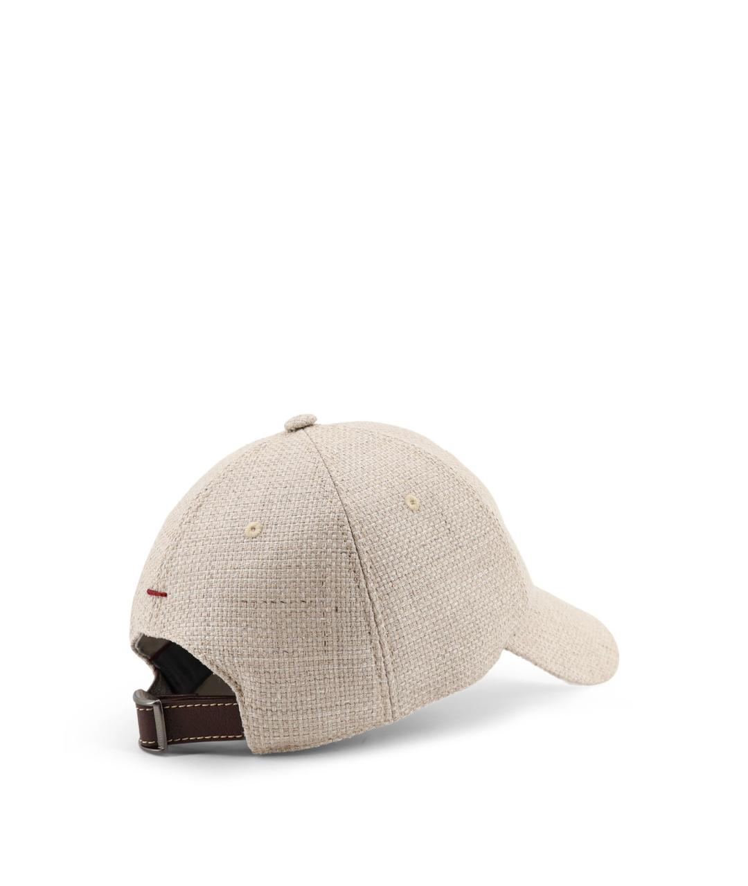BRUNELLO CUCINELLI Бежевая льняная кепка/бейсболка, фото 3