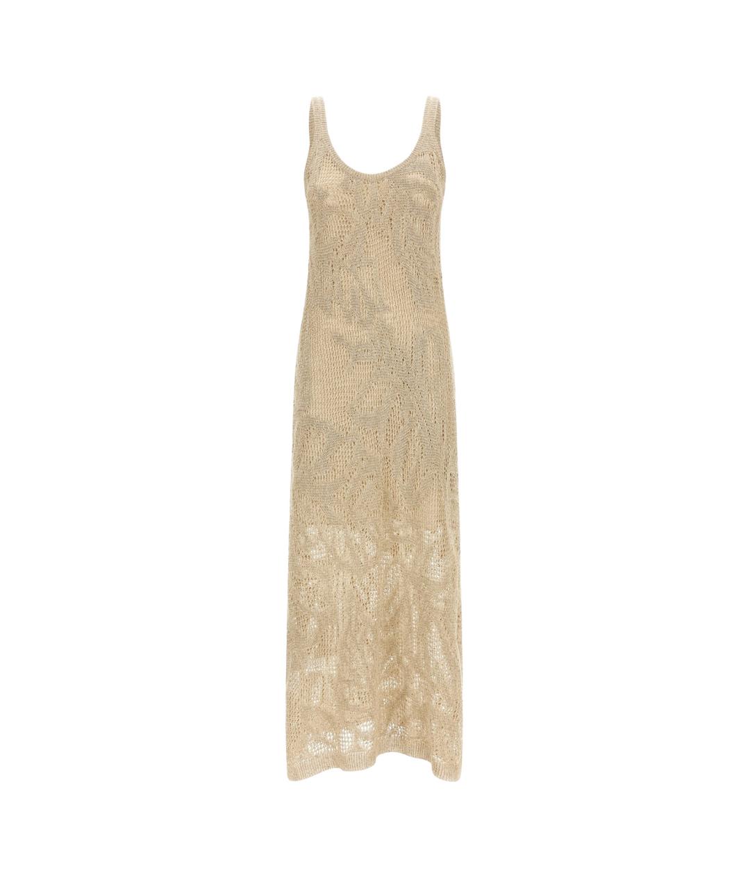 BRUNELLO CUCINELLI Бежевое льняное повседневное платье, фото 1