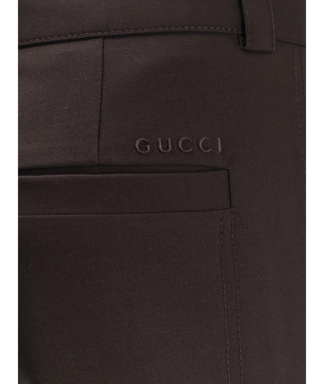 GUCCI Коричневые шерстяные классические брюки, фото 3