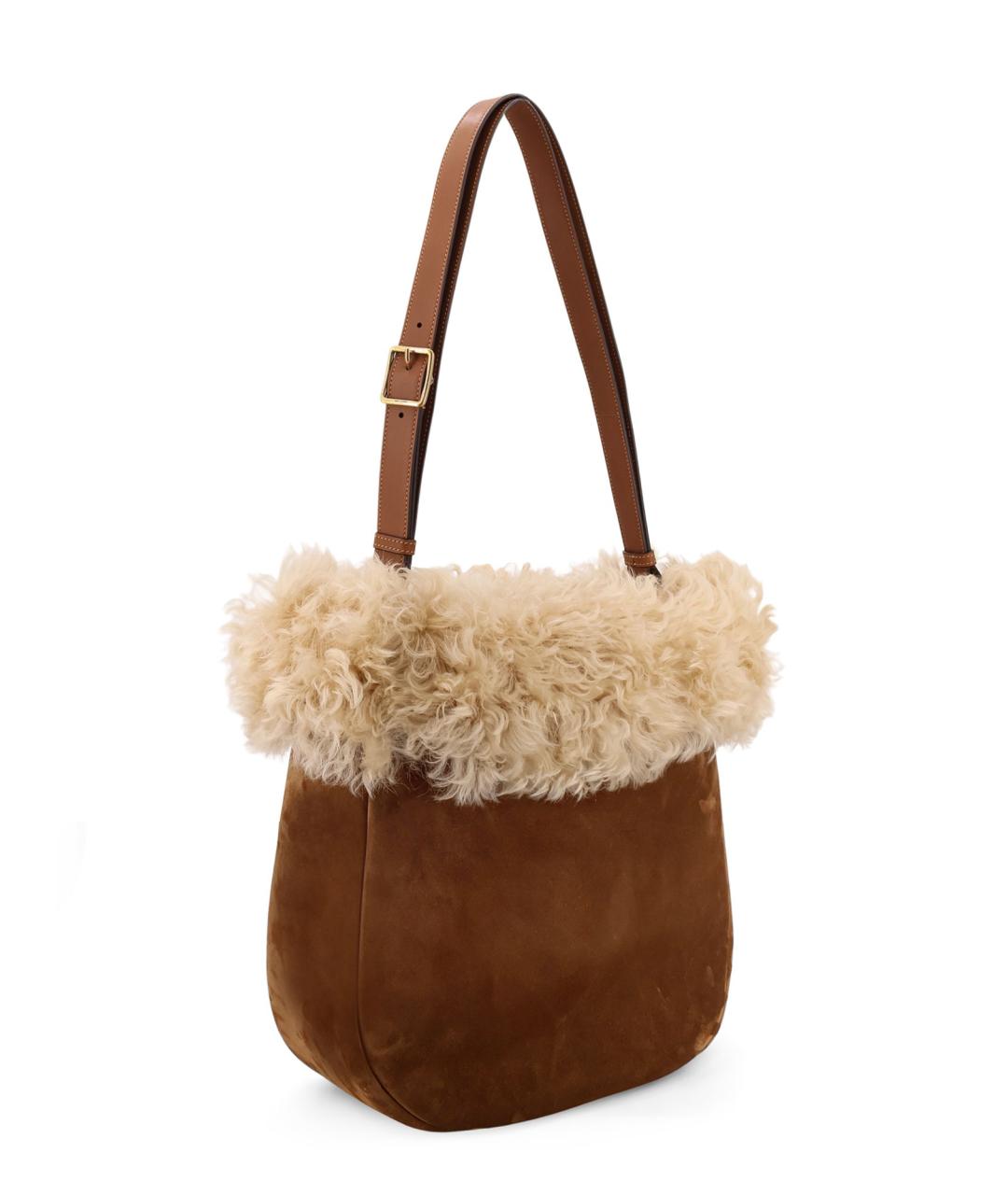 SAINT LAURENT Коричневая замшевая сумка через плечо, фото 3