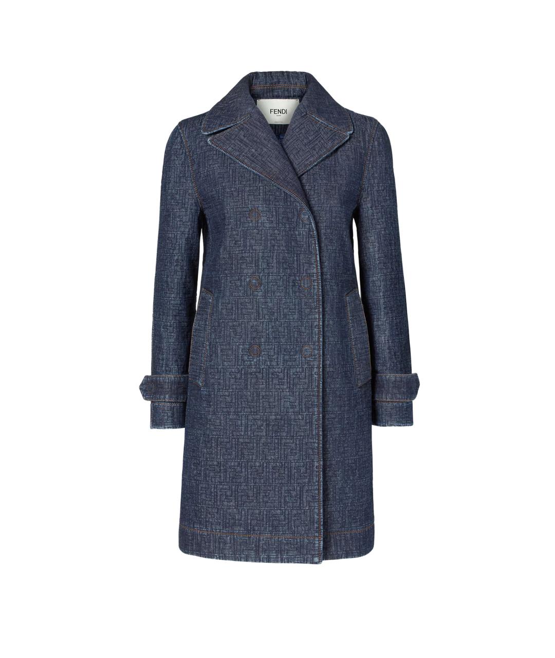 FENDI Синее хлопковое пальто, фото 1
