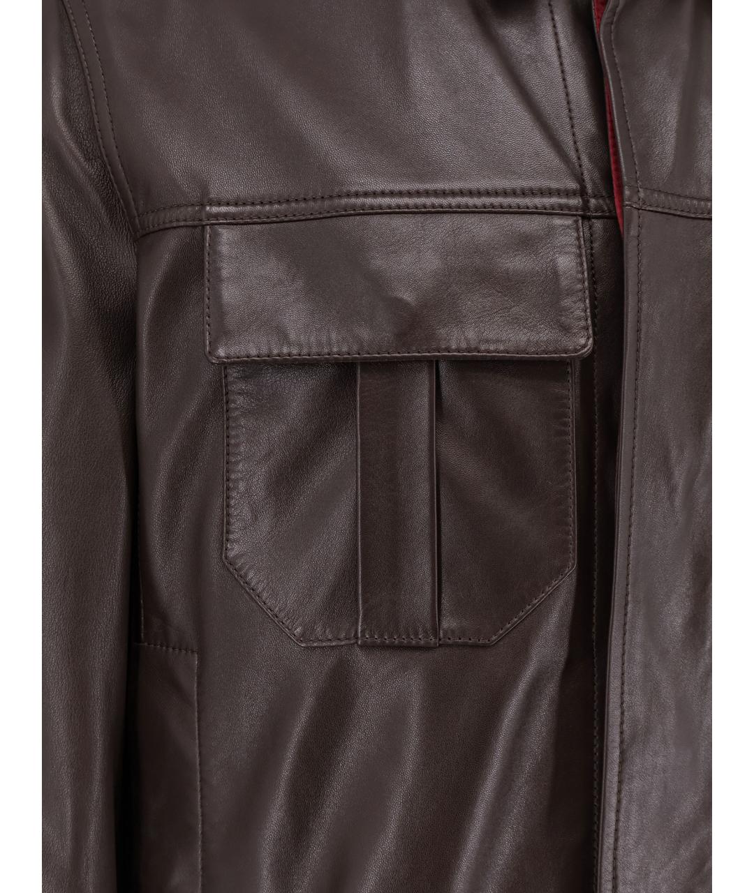 BRUNELLO CUCINELLI Коричневая кожаная куртка, фото 3