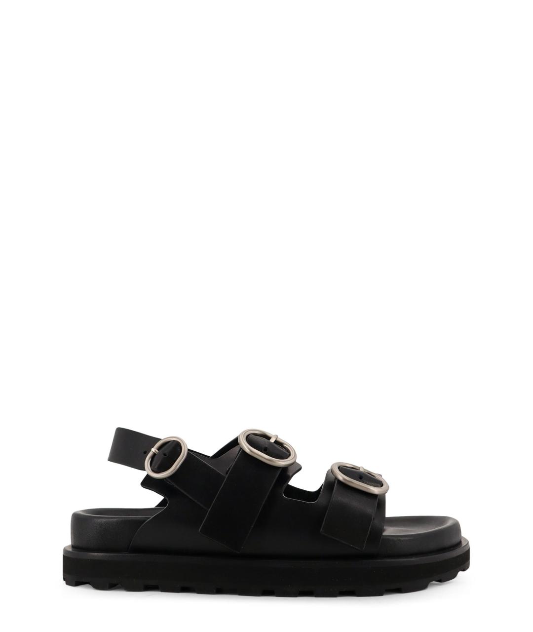 JIL SANDER Черные кожаные сандалии, фото 1