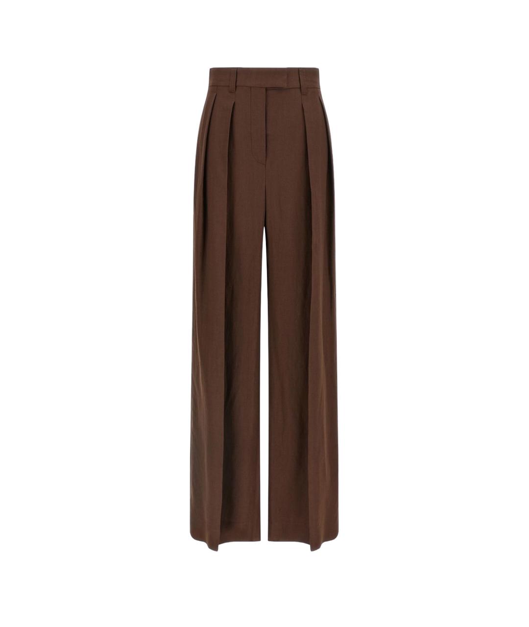 BRUNELLO CUCINELLI Коричневые вискозные прямые брюки, фото 1