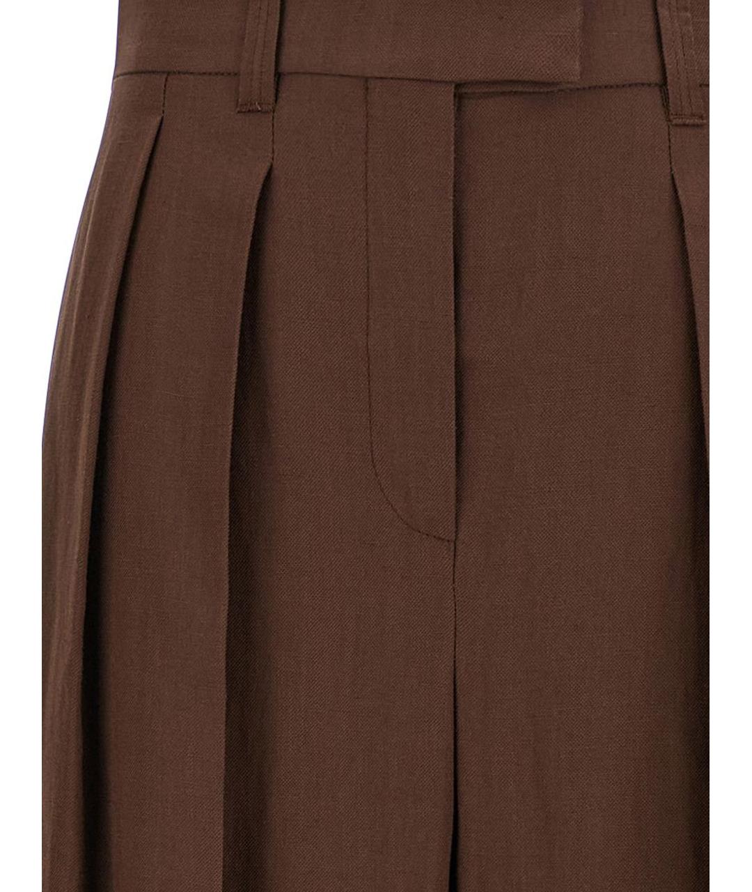 BRUNELLO CUCINELLI Коричневые вискозные прямые брюки, фото 3