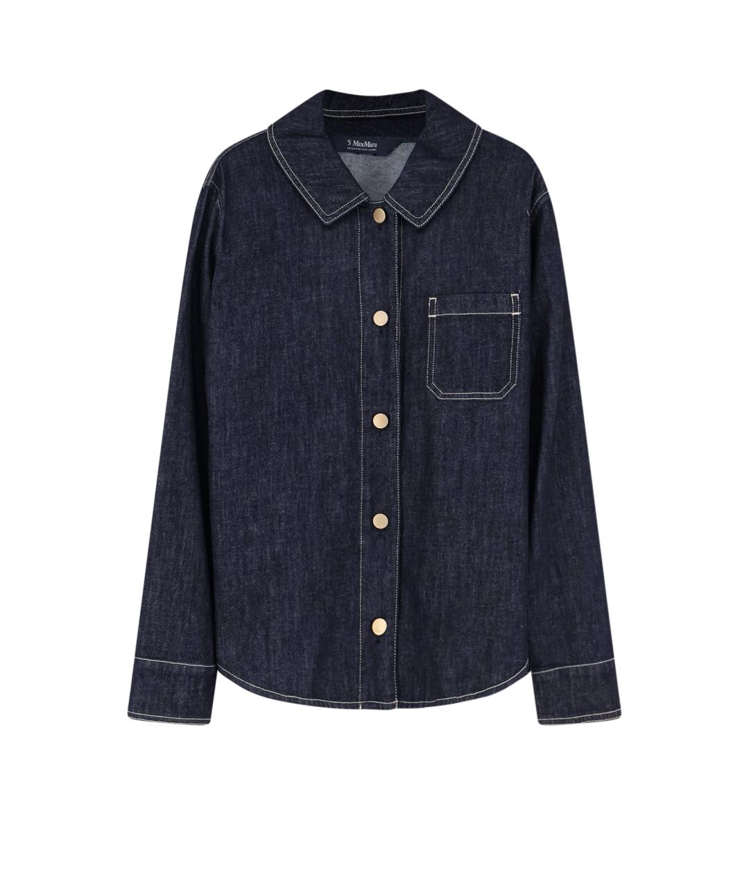 'S MAX MARA Темно-синяя хлопковая рубашка, фото 1