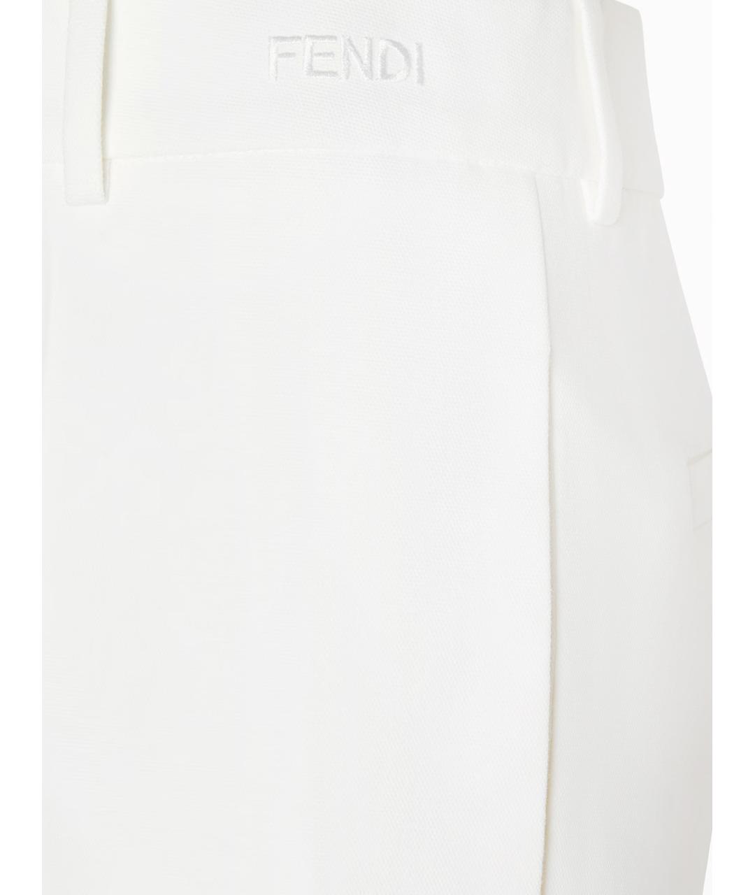 FENDI Белые хлопковые прямые брюки, фото 3
