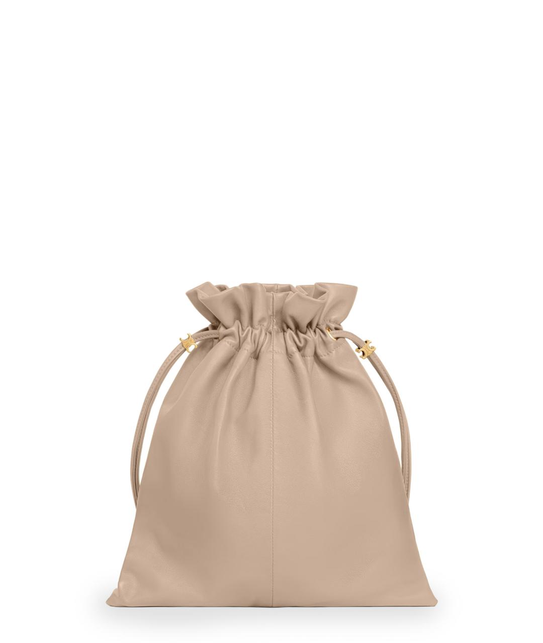 CELINE Бежевая кожаная сумка с короткими ручками, фото 2