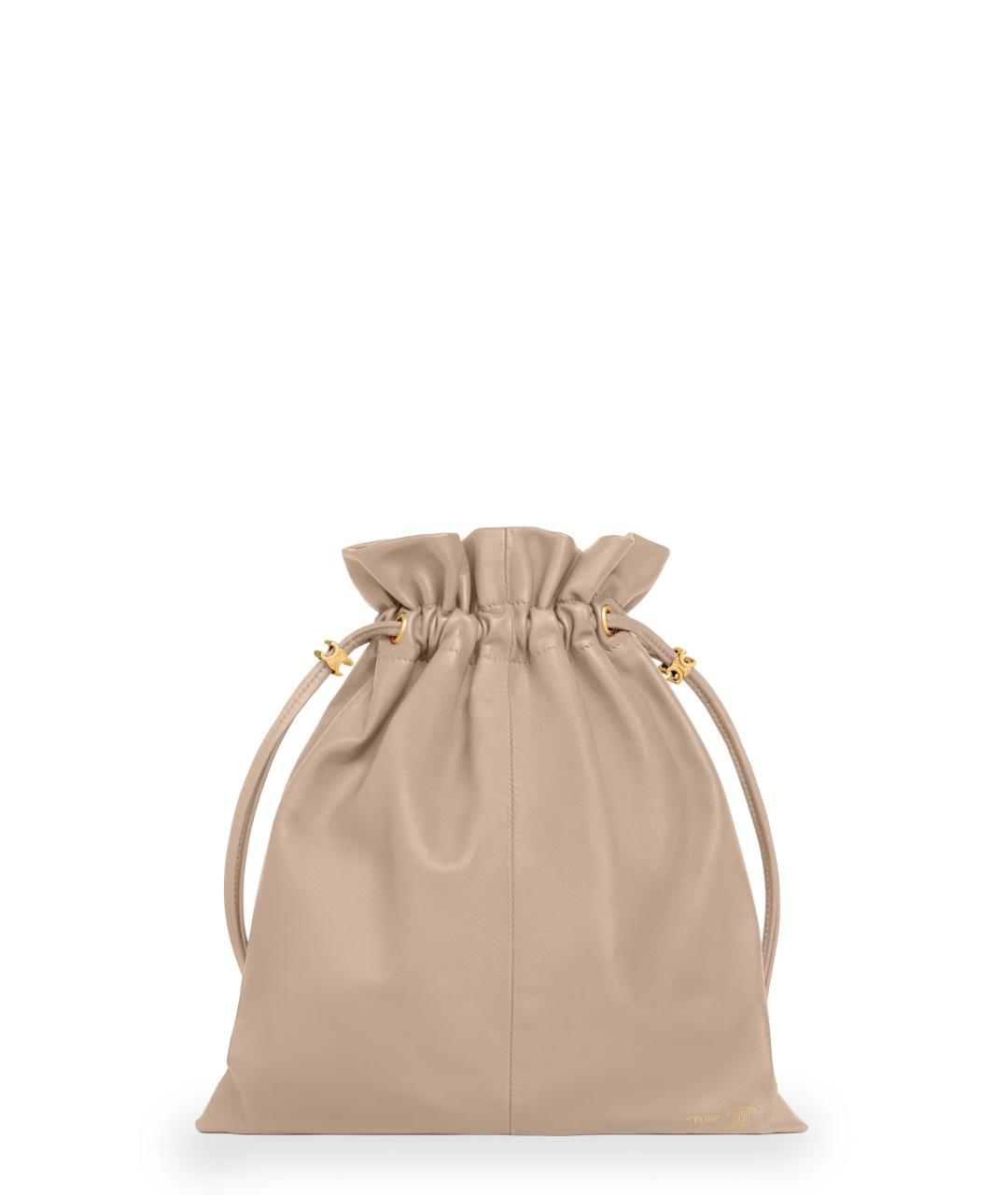 CELINE Бежевая кожаная сумка с короткими ручками, фото 1