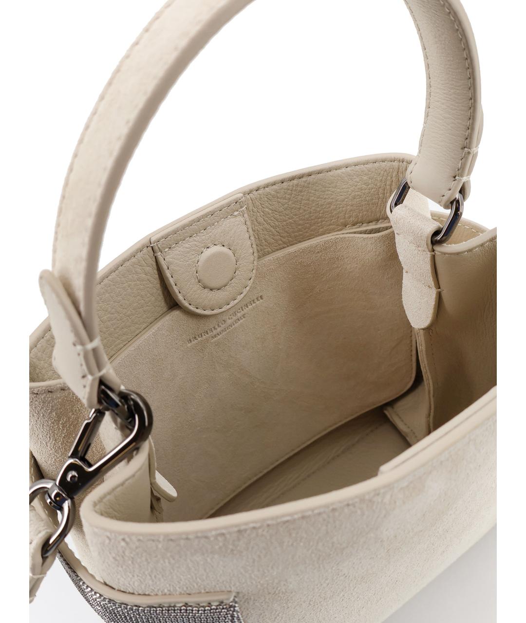 BRUNELLO CUCINELLI Бежевая замшевая сумка тоут, фото 4