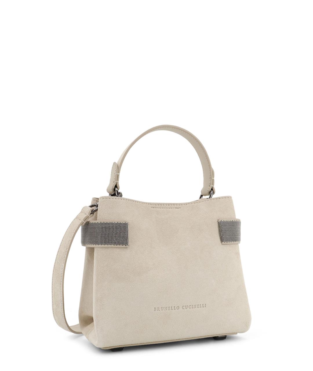 BRUNELLO CUCINELLI Бежевая замшевая сумка тоут, фото 3
