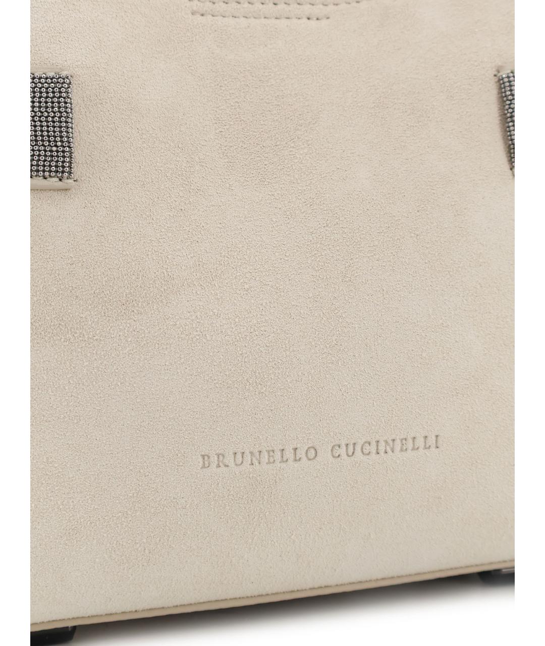 BRUNELLO CUCINELLI Бежевая замшевая сумка тоут, фото 5