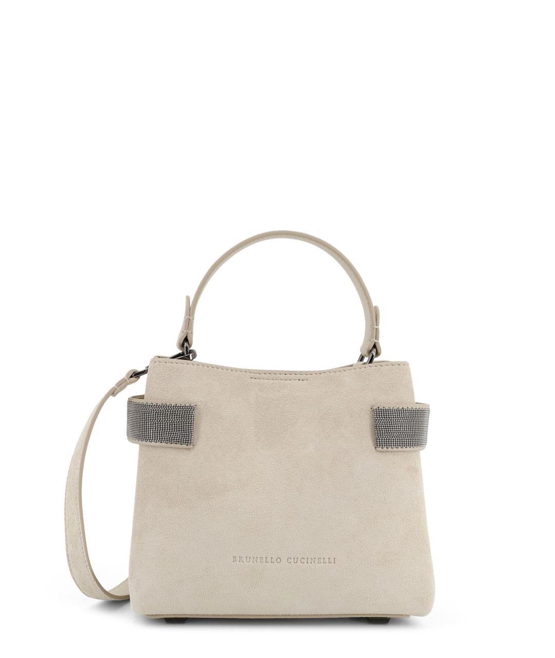BRUNELLO CUCINELLI Бежевая замшевая сумка тоут, фото 1