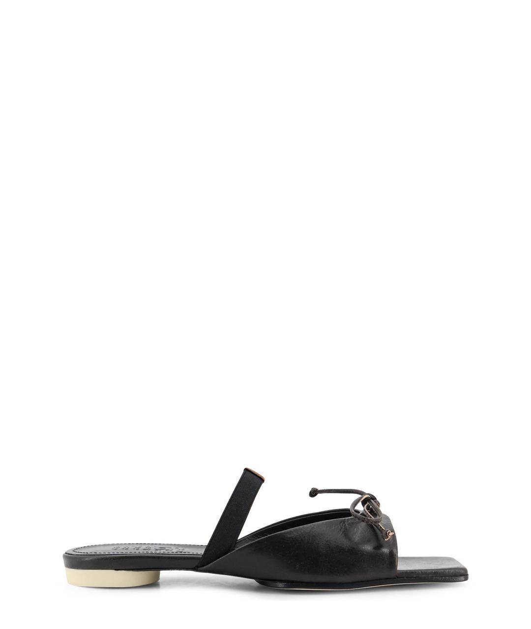 MM6 MAISON MARGIELA Черные кожаные шлепанцы, фото 1