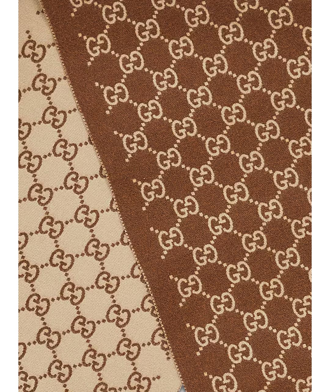 GUCCI Коричневый кашемировый шарф, фото 2