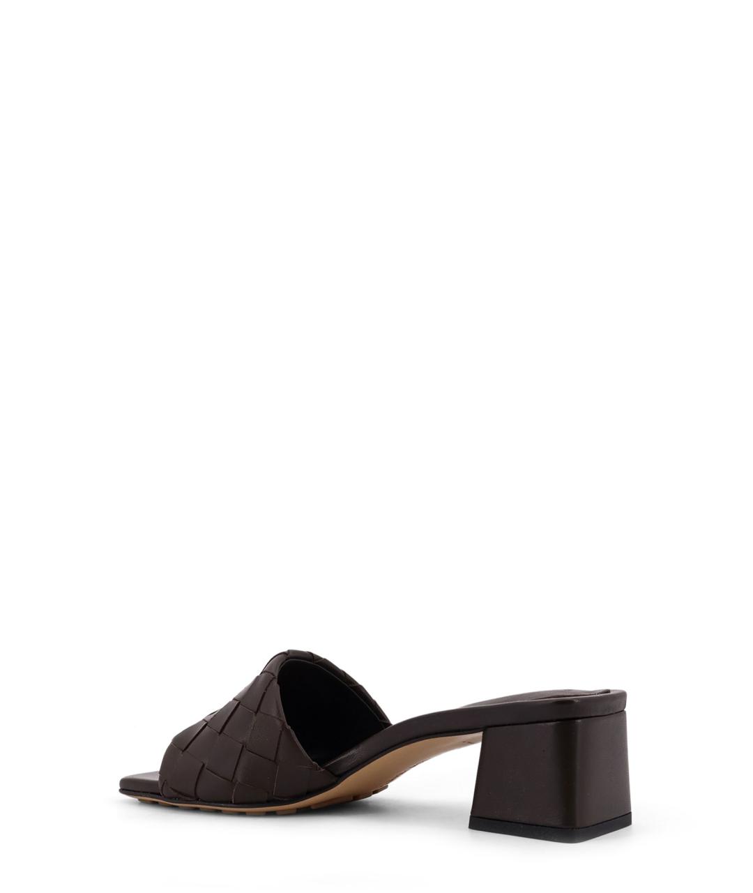 BOTTEGA VENETA Коричневые кожаные мюли, фото 3