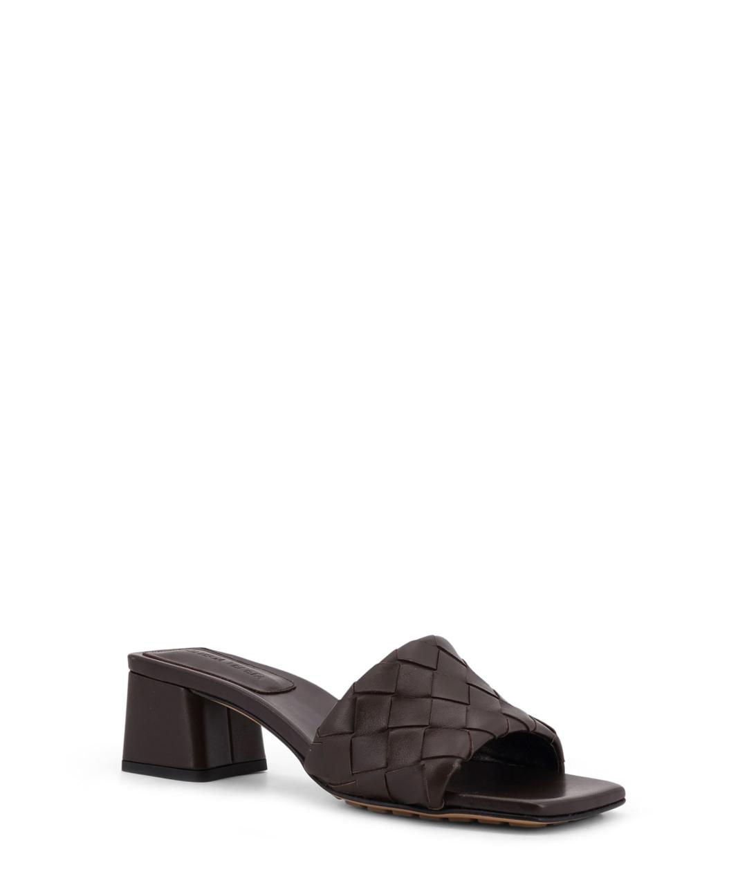 BOTTEGA VENETA Коричневые кожаные мюли, фото 2