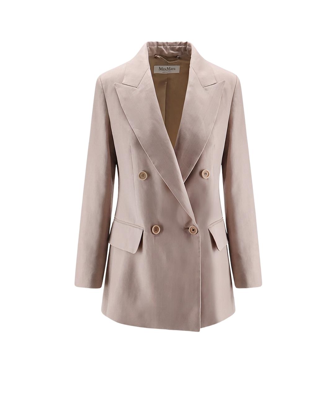 MAX MARA Бежевый шелковый жакет/пиджак, фото 1