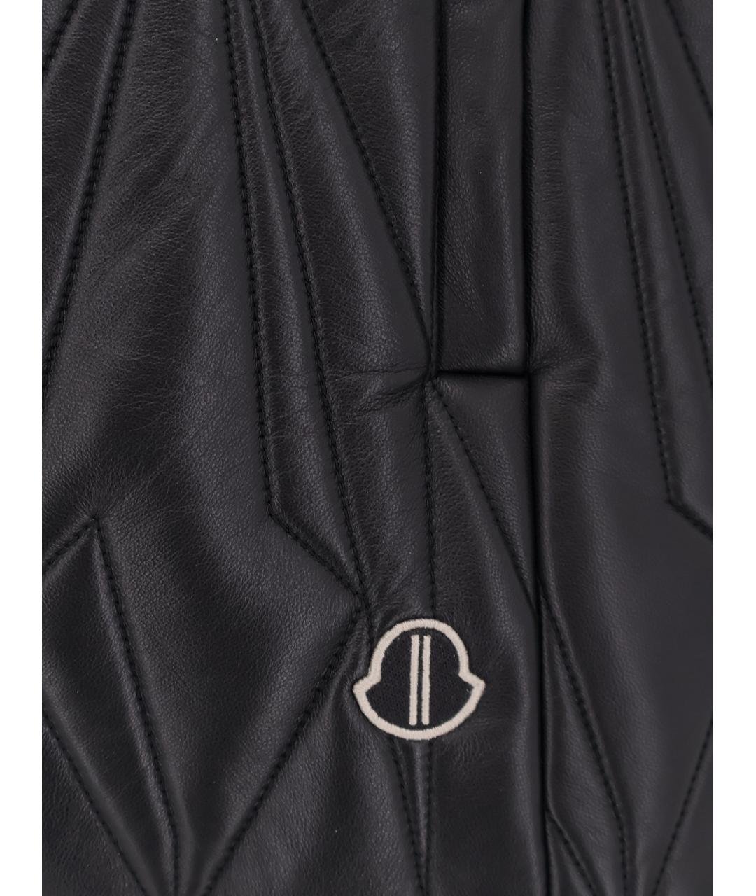 MONCLER Черный кожаный жилет, фото 3