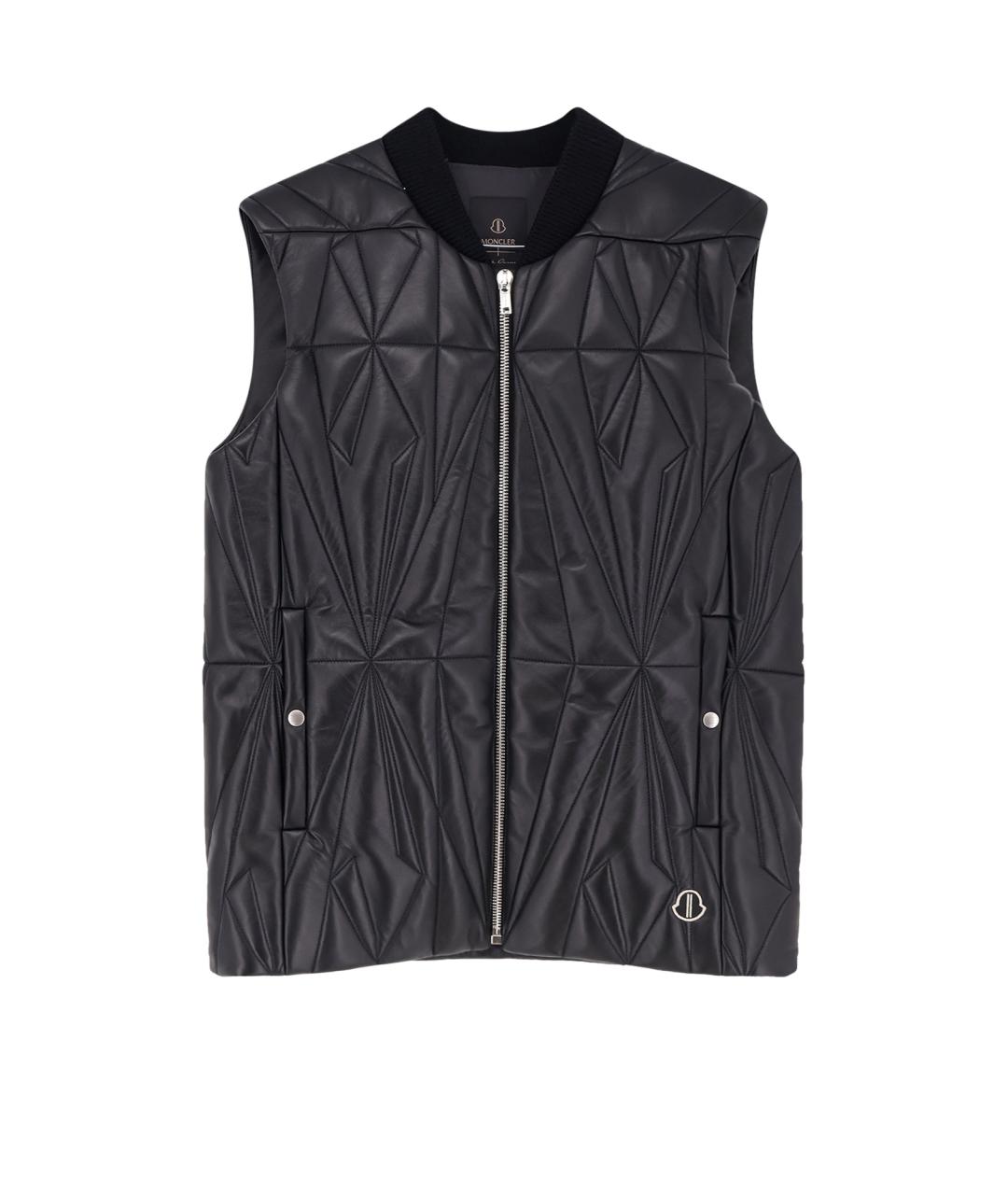 MONCLER Черный кожаный жилет, фото 1
