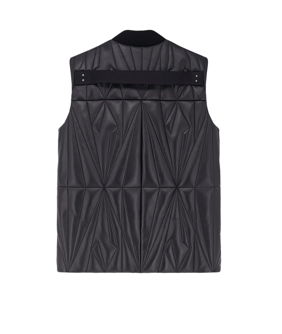 MONCLER Черный кожаный жилет, фото 2