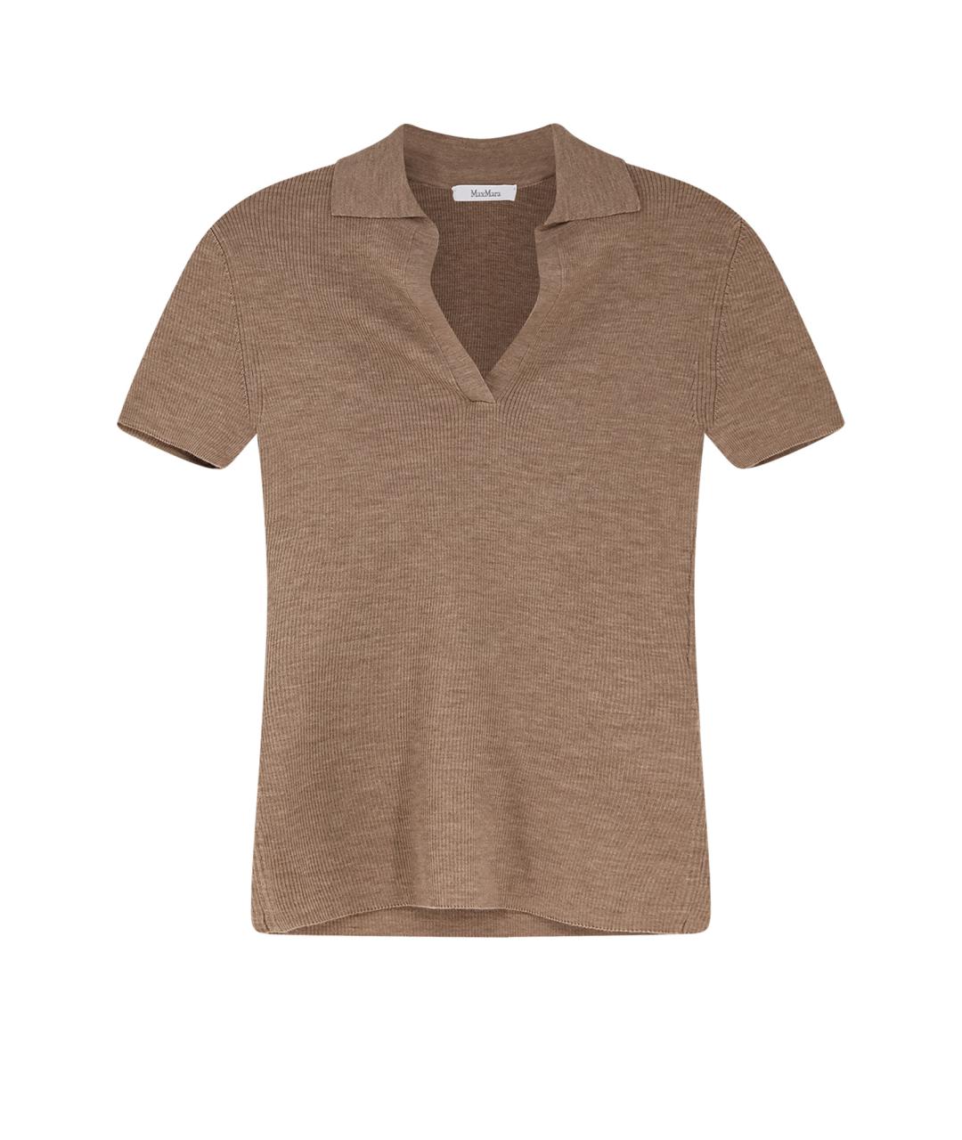MAX MARA Коричневая шерстяная футболка, фото 1