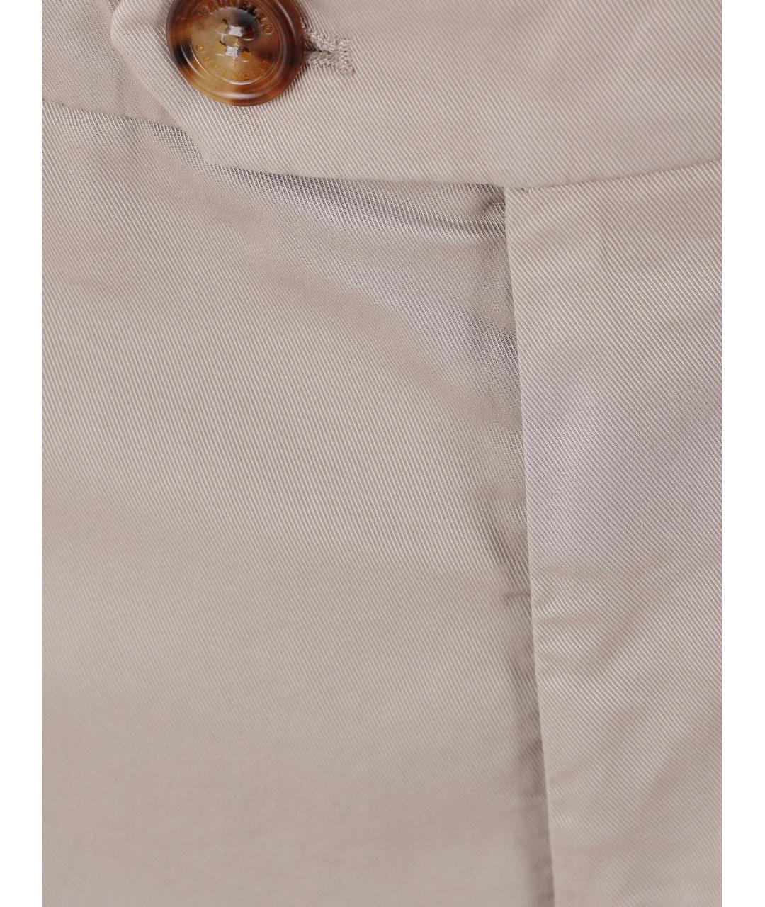 BRUNELLO CUCINELLI Бежевые хлопко-эластановые повседневные брюки, фото 3