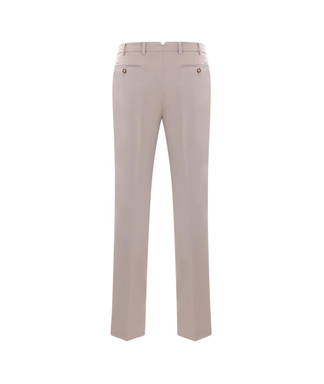 BRUNELLO CUCINELLI Бежевые хлопко-эластановые повседневные брюки, фото 2