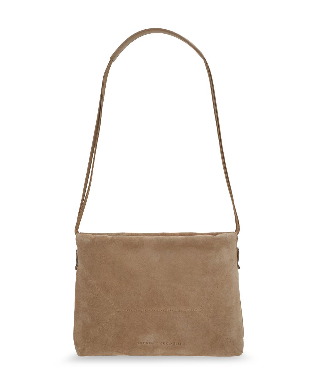 BRUNELLO CUCINELLI Бежевая замшевая сумка через плечо, фото 1