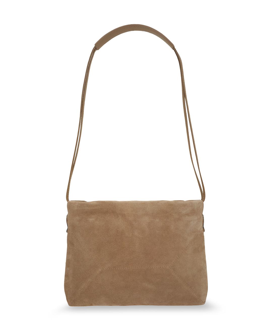 BRUNELLO CUCINELLI Бежевая замшевая сумка через плечо, фото 2