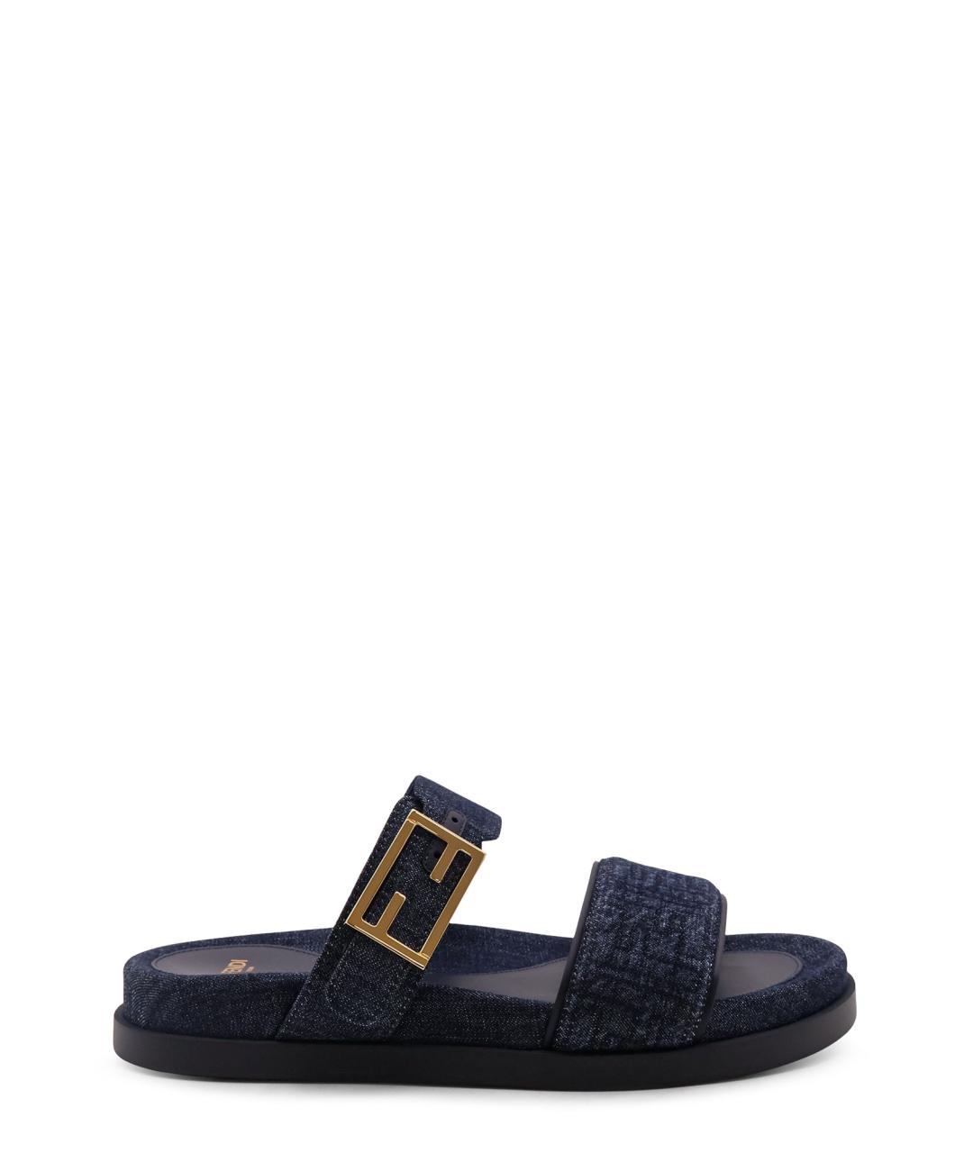 FENDI Синие текстильные сандалии, фото 1