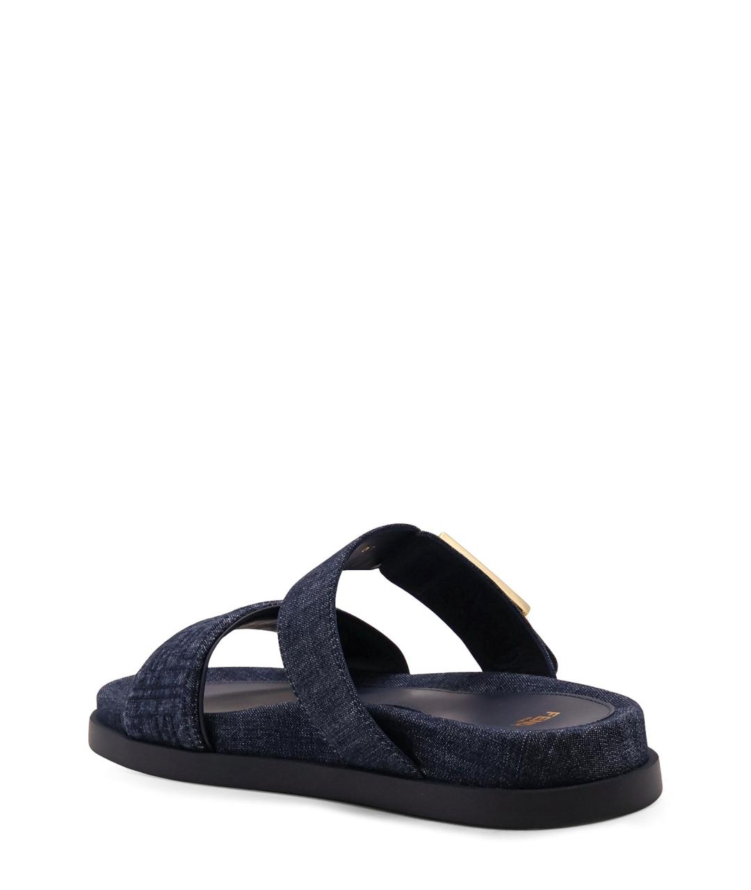 FENDI Синие текстильные сандалии, фото 3