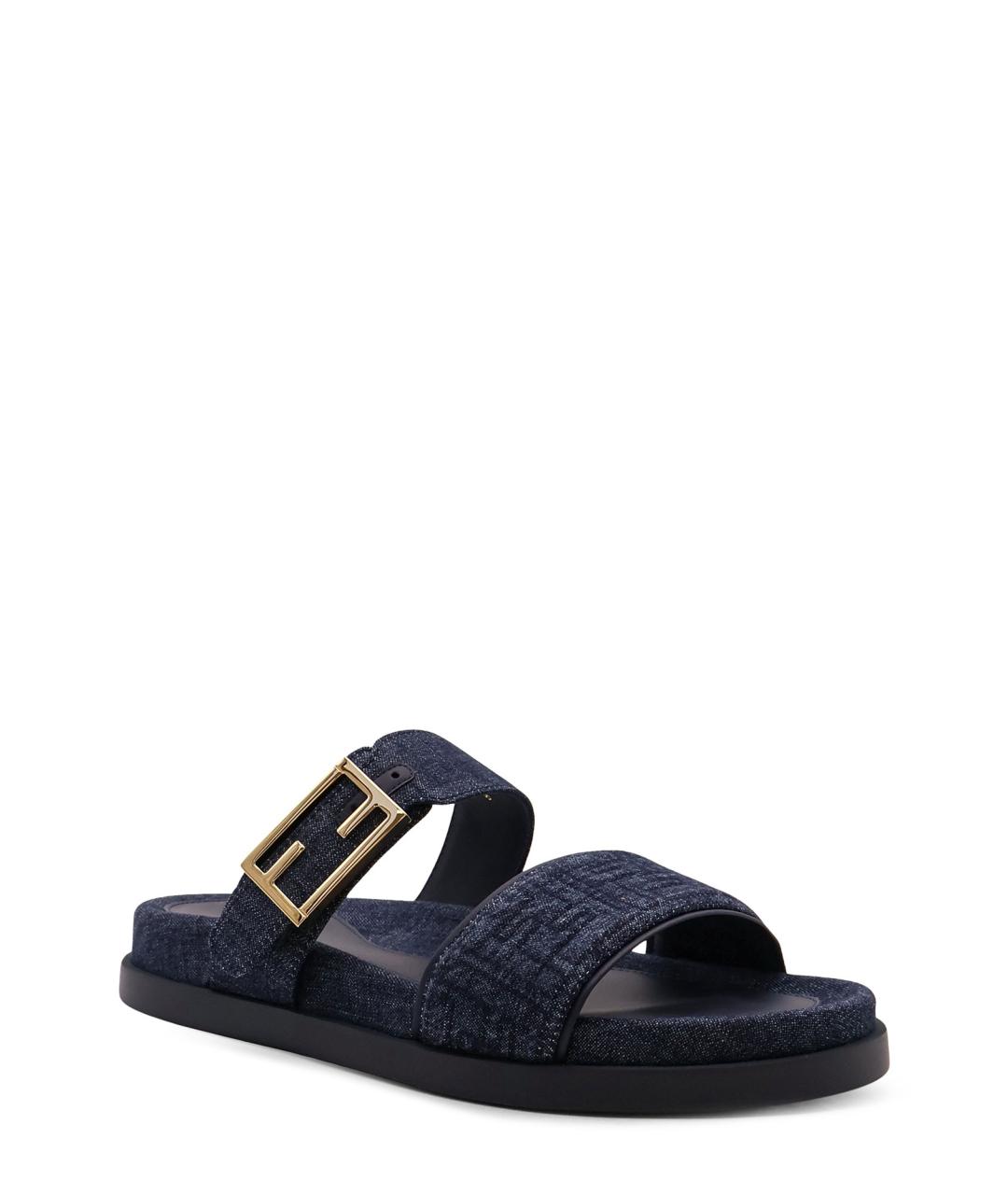 FENDI Синие текстильные сандалии, фото 2