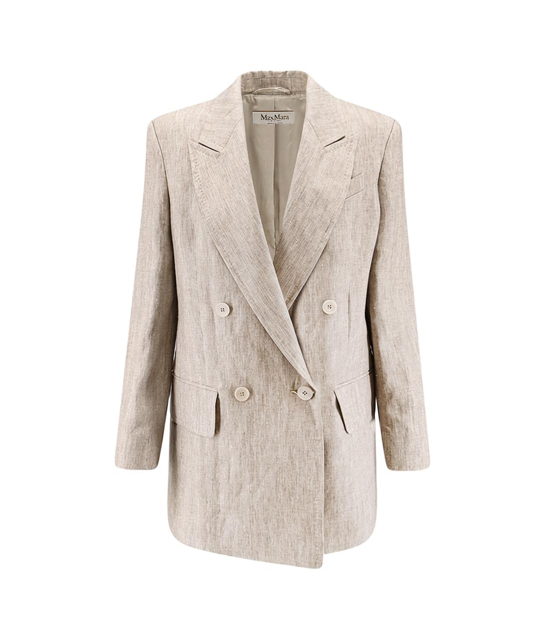 MAX MARA Бежевый льняной жакет/пиджак, фото 1
