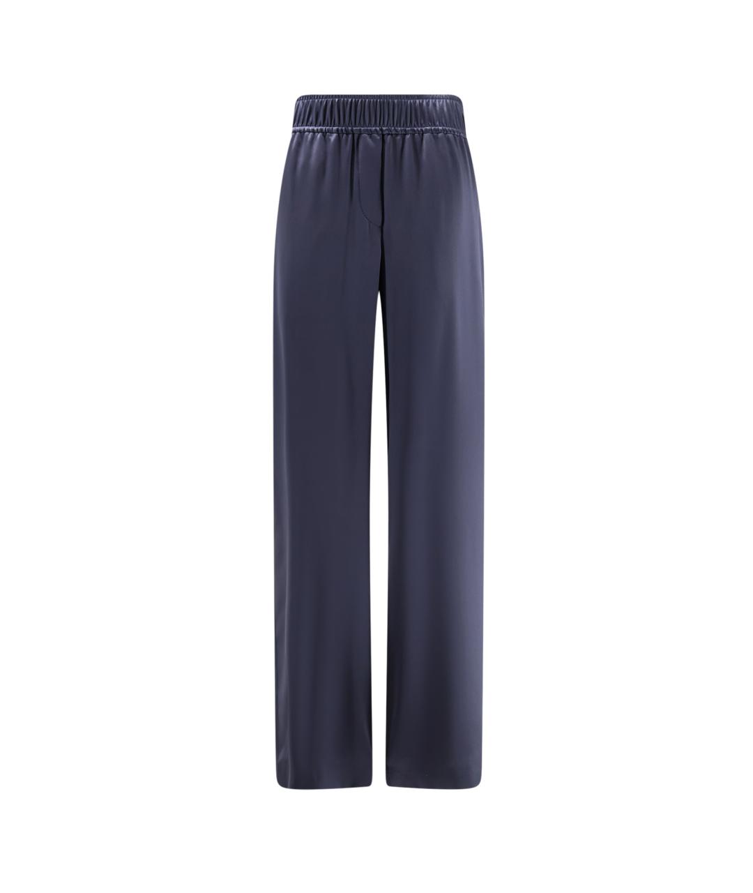 BRUNELLO CUCINELLI Синие шелковые прямые брюки, фото 1